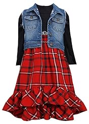 Girls Empire   Waistline Plaid Print Long Sleeves Sleeveless Cotton/Denim/Polyester/Rayon/Knit High-Low-Hem  Dress