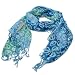 Peace Sign Summer Light Scarf Shawl Wrap Tricolor Blue with Multi Colors