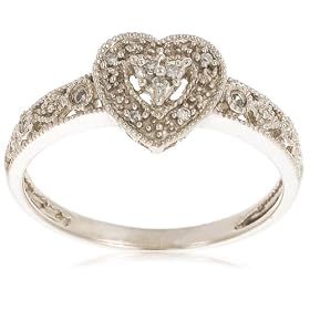10k White Gold Diamond Heart Ring (.04 cttw, I-J Color, I2-I3 Clarity)