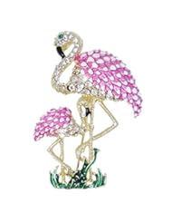 Jewelry: EVER FAITH? Enamel Flamingo Bird Brooch Clear Austrian Crystal Gold-Tone - Ever Faith