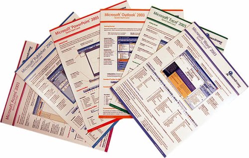 Microsoft Office 2003 Deluxe Quick Reference Card Bundle-6 MS Office Software Quick Start Training Cards: Learn Word, Excel, Outlook, PowerPoint, Publisher & Access. Shortcuts, Cheats, Tips & Tricks Guides. 6 Pg. Ea-Tri-Fold. Stores Easy. Office 2003 (Software Quick Reference Cards)