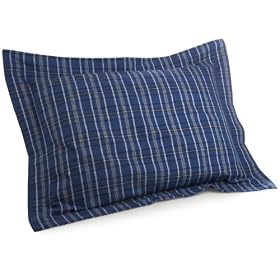 Pinzon 160-Gram Yarn-Dyed Flannel Standard Sham, Blue Plaid