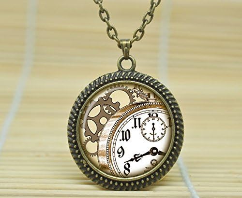 Fashion Jewelry Steampunk Victorian Clock Tower Necklace Steampunk Pendant Watch Jewelry Glass Cabochon Necklace A1646