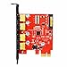 Mailiya PCI-E to USB 3.0 4-Port PCI Express Expansion Card, Superspeed USB 3.0 PCIe Card with 15-Pin Power Connector for Desktops [ Include with 4-Pin Male to SATA 15-Pin Female Power Cable ] -Red