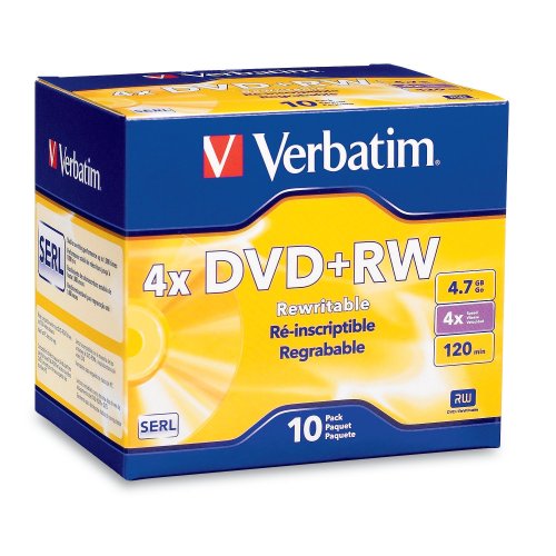 Verbatim 94839 4.7 GB 1x- 4x ReWritable Disc DVD+RW, 10-Disc Jewel Case