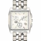 Timex Men's T22202 Premium Collection Square Chronograph Silver-Tone Stainless Steel Bracelet Watch