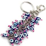 Blue Evil Eye Keychain with plastic beads