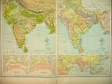 1898 MAP INDIA PHYSICAL POLITICAL CEYLON BAY BENGAL