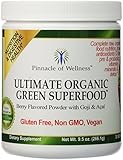 Pinnacle of Wellness Ultimate Organic Green Superfood Powder - Berry Flavor - 30 Servings 9.5oz (266.1g)