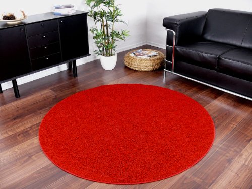 Hochflor Shaggy Teppich Prestige Knallrot Rund in 7 Größen