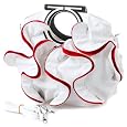 Stylish White, Vibrant Red Large Ruffle Double Handle Satchel Hobo Handbag w/Shoulder Strap