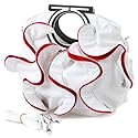 Stylish White, Vibrant Red Large Ruffle Double Handle Satchel Hobo Handbag w/Shoulder Strap