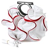 Stylish White, Vibrant Red Large Ruffle Double Handle Satchel Hobo Handbag w/Shoulder Strap