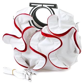 Set A Shopping Price Drop Alert For Stylish White, Vibrant Red Large Ruffle Double Handle Satchel Hobo Handbag w/Shoulder Strap