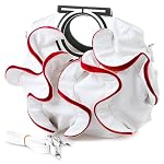 Stylish White Vibrant Red Large Ruffle Double Handle