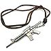 KONOV Mens Army Style Gun Pendant Adjustable Leather Cord Necklace Chain, Brown