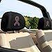 LA Auto Gear Pink Ribbon Breast Cancer Awareness Logo Gem Crystal Studded Rhinestone Bling Car Truck SUV Front Low Back Bucket Seat Covers with Head Rest Pairs - 4PCS