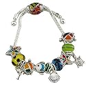 Silvertone Sea Life Theme Moreno Bead Adjustable Charm Bracelet