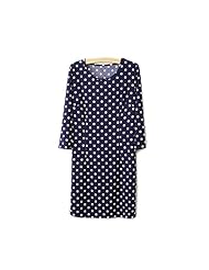Dots Print Elbow Length Sleeves Lace Fitted Cotton  Dress