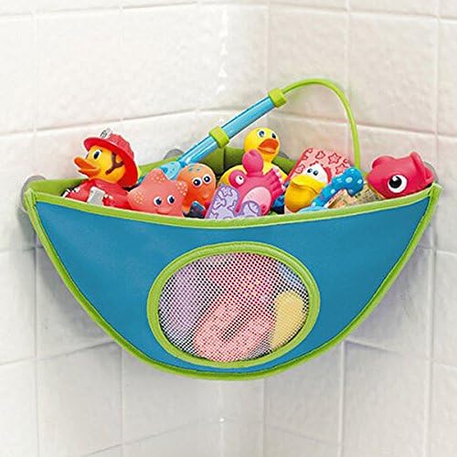 Corner Baby Toddler and Kids Suction Bathroom Shower Caddy, Bath Toy Organize (blue, 38*29*18CM)