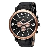 Adee Kaye Men's AK8030-MIPBRG BLK Chronograph Rose tone Watch