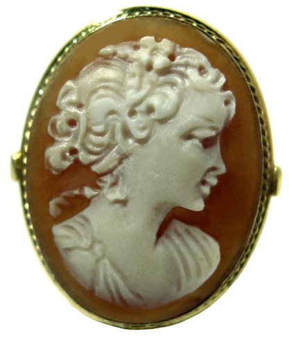 Cameo Ring Italian Master Carved Sterling Silver 18k Gold Overlay Size 7.5