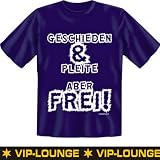 Sprüche Fun Tshirt Geschieden & pleite - aber frei! Gr M in navy blau mit GRATIS Absperrband :)