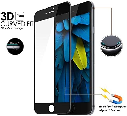 iPhone 7 Plus Screen Protector, Xiaoou 3D Curved Edge Full Cover 9H HD Perfect Fit/100% Edge curved/Anti-Fingerprint/High-Response/Anti-Scratch for iPhone 7 Plus/6s Plus (iPhone 7 plus-Black)