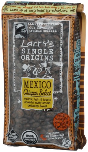 Larry's Beans Fair Trade Organic Coffee, Mexico Chiapas Select, Whole Bean, 12-Ounce Bags (Pack of 3)