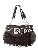 Cheap cowgirl handbags-Coffee Brown Western Rhinestone Buckle Fringe Cowgirl Purse  Free Shipping