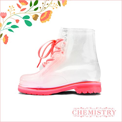Chemistry® Women's Lace Up Ankle Flat Transparent Clear Jelly Martin Rain Boots