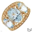 FPJ Vibrant High quality Ring With 4.65ctw Precious Stones - Genuine Diamonds, Aquamarines Crafted in 14K Yellow Gold - Certificate Available.