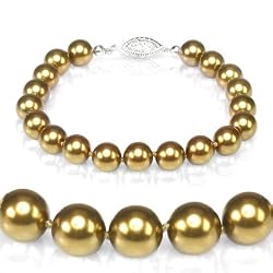 Genuine Swarovski Crystal Pearl Bracelet - Gold (8mm)