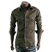 Doublju Mens Casual Shoulder Strap Shirts KHAKI (CXJL)
