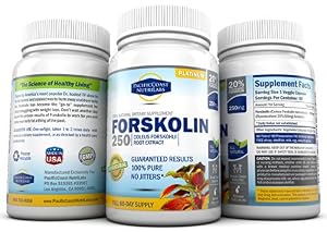 PacificCoast NutriLabs 250mg Forskolin, Standardized To 20%, Coleus Forskohlii, Free Ebook, 60 Count