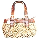 51aipDSKQFL. SL160  COACH SOHO PLEATED SIGNATURE SATCHEL TOTE HANDBAG KHAKI BROWN FABRIC & LEATHER 13742