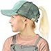 C.C Kids 2-7 Ponytail Messy Buns Ponycaps Baseball Visor Cap Hat Glitter Mint