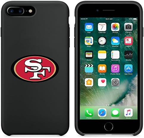 San Francisco 49ers iPhone 7 Plus Case Black,Soft Glossy TPU Rubber iPhone 7 Plus Silicone Cover with Tempered Glass Screen Protector