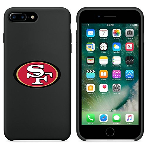 San Francisco 49ers iPhone 7 Plus Case Black,Soft Glossy TPU Rubber iPhone 7 Plus Silicone Cover with Tempered Glass Screen Protector