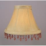 Silk Bell Shaped Chandelier Clip On Lamp Shades - Sage with Amber Beads - B1502