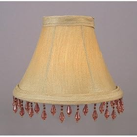 Silk Bell Shaped Chandelier Clip On Lamp Shades - Sage with Amber Beads - B1502 by Livex Lighting