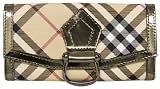 Burberry - Burberry Molly Nickel Leather Nova Check Envelope Wallet 11704264-513