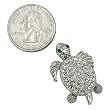 Silvertone Crystal Turtle Brooch Pin
