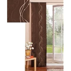 Eleganter Fl�chenvorhang Schiebegardine aus gl�nzendem Taft, mit Stickerei in Wellenform, mit Zubeh�r, 245x60, Braun, 42040