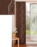 Eleganter Fl�chenvorhang Schiebegardine aus gl�nzendem Taft, mit Stickerei in Wellenform, mit Zubeh�r, 245x60, Braun, 42040