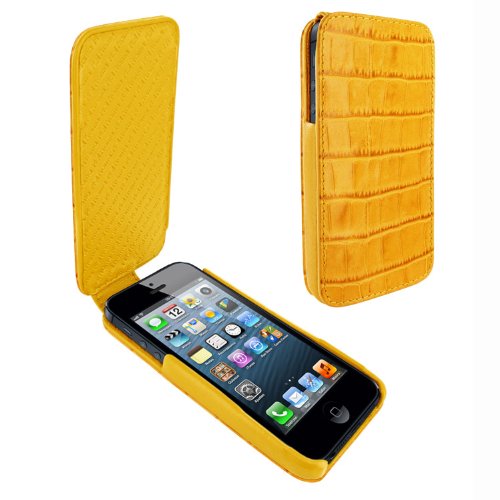 Apple iPhone 5 / 5S Piel Frama iMagnum Yellow Crocodile Leather Cover On Sale
