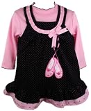 Rare Editions Girls Navy/Pink Spotted Ballet Slippers Pinafore Dress-2 years
