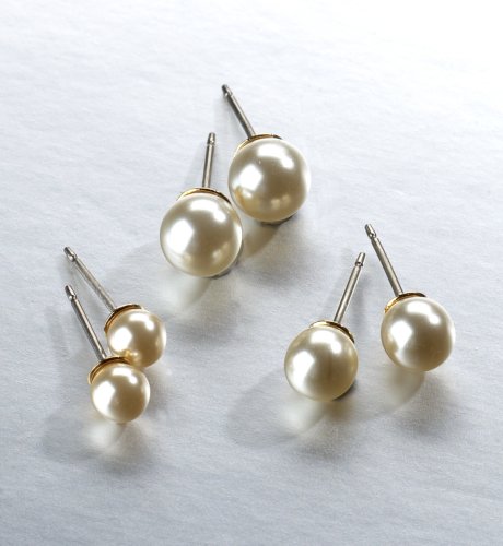 3 Pair Pearl-Effect Earrings