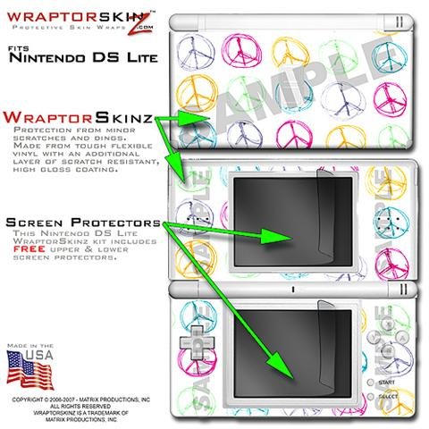Kearas Peace Signs on White WraptorSkinz Skin kit fits Nintendo DS Lite (DS LITE NOT INCLUDED)