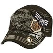 Cotton Military Cadet Fleur De Lis Patch Cap Hat Black